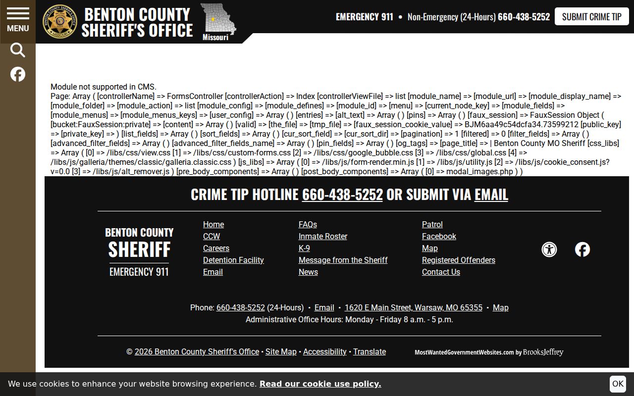 Benton County Sheriff crime tip page