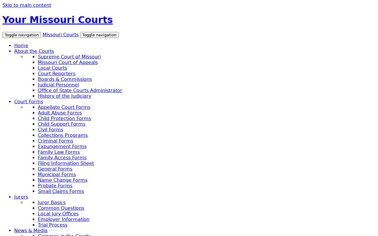 Missouri Courts Case.net public case information entry