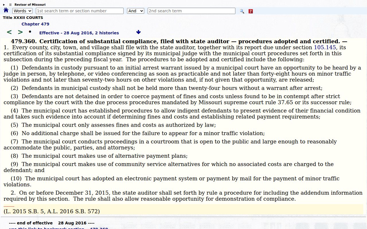 Missouri municipal court safeguard statute
