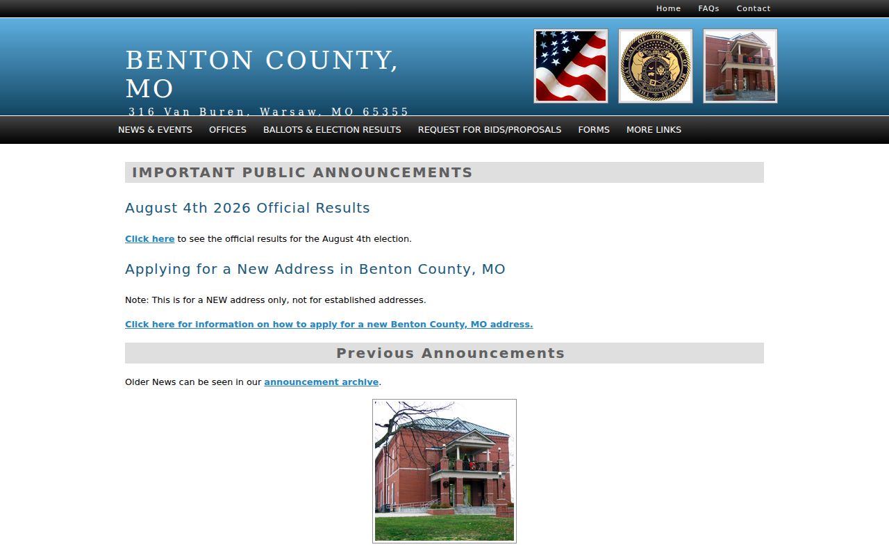 Benton County courthouse and county government page